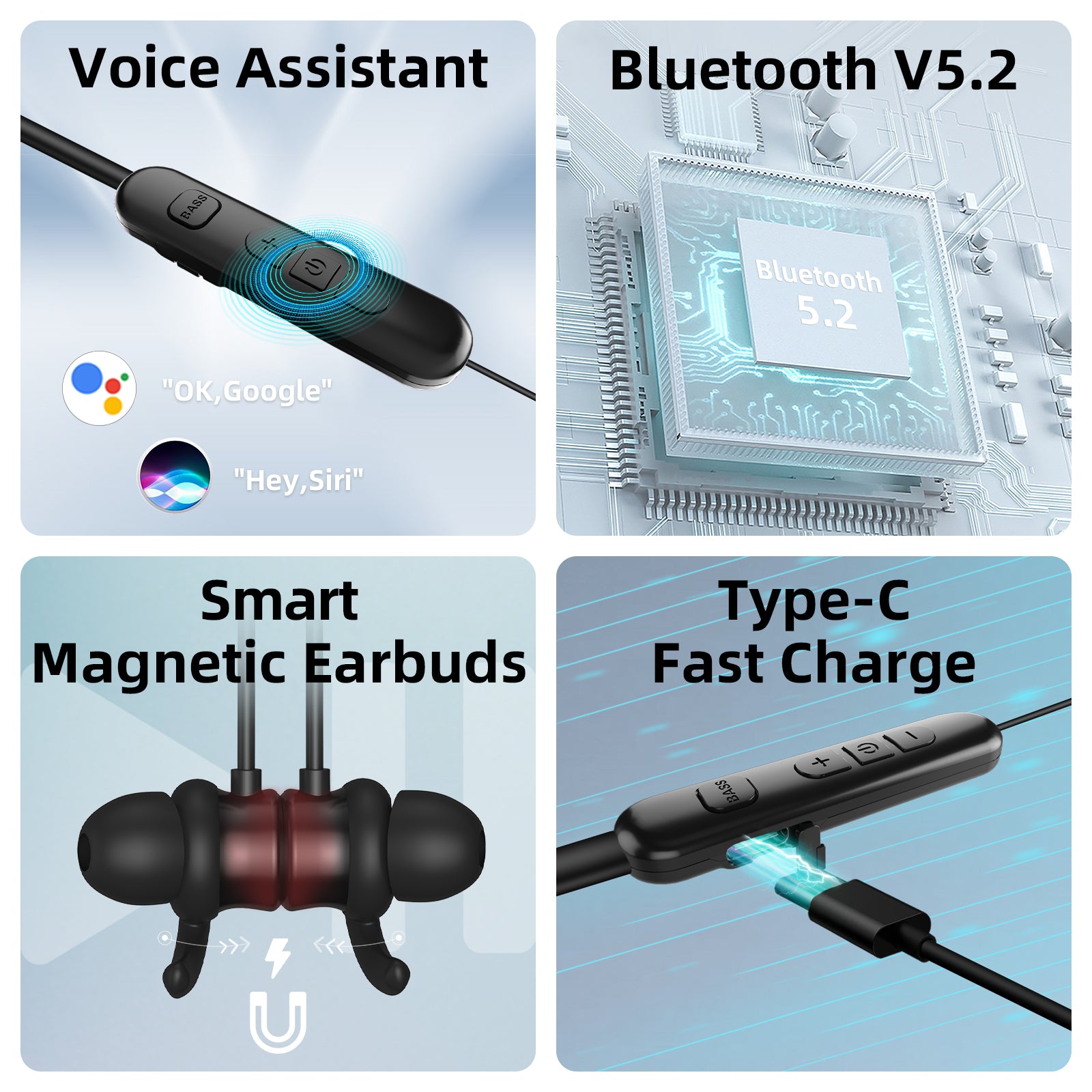 Wireless Earphones Bluetooth Neckband-Record U100